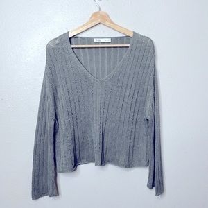 Zara Linen Knit Vneck Sweater Size Small